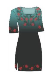 Заготівка для плаття під вишивку бісером Троянди монохром, П99-ГК3 бірюзовий