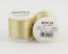 gold 32/9809 METALLIC №12 металіз. поліефір, 3-х шарова нитка для вишивки та плетіння, 40 м