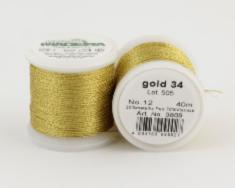 gold 34/9809 METALLIC №12 металіз. поліефір, 3-х шарова нитка для вишивки та плетіння, 40 м