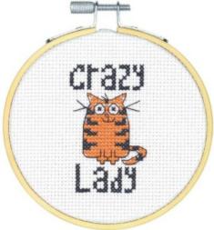 72-74831 Набір для вышивання хрестом Stitch Wits Crazy Cat Lady DIMENSIONS з п'яльцями
