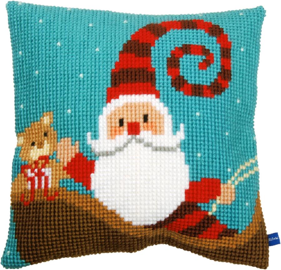 PN-0155869 Набор для вышивания несчётный крест (подушка) Happy santa "Счастливый Санта". Каталог товарів. Набори