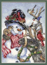 08824 Набір для вишивання хрестом DIMENSIONS Snowman & Reindeer "Сніговик та північний олень"