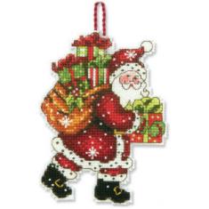 70-08912 Набор для вышивания крестом DIMENSIONS Santa with Bag Christmas Ornament "Рождественское украшение Санта Клаус с мешком"