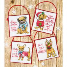 70-08972 Набір для вишивання хрестом DIMENSIONS Christmas Pups. Ornaments "Різдвяні цуценята"