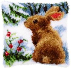 PN-0147712 Набор для вышивания ковровая техника Rabbit in the snow Кролик на снегу 40х40 (подушка)