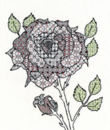 XBW6 Набор для вышивания крестом Blackwork Rose "Роза" Bothy Threads