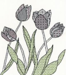 XBW8 Набор для вышивания крестом Blackwork Tulips "Тюльпаны" Bothy Threads