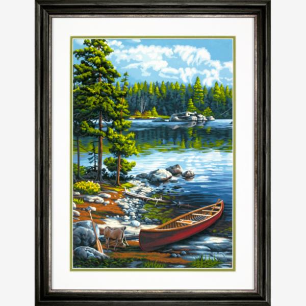 73-91446 Набор для рисования красками по номерам Canoe by the Lake "Каное у озера" Dimensions. Каталог товаров. Наборы