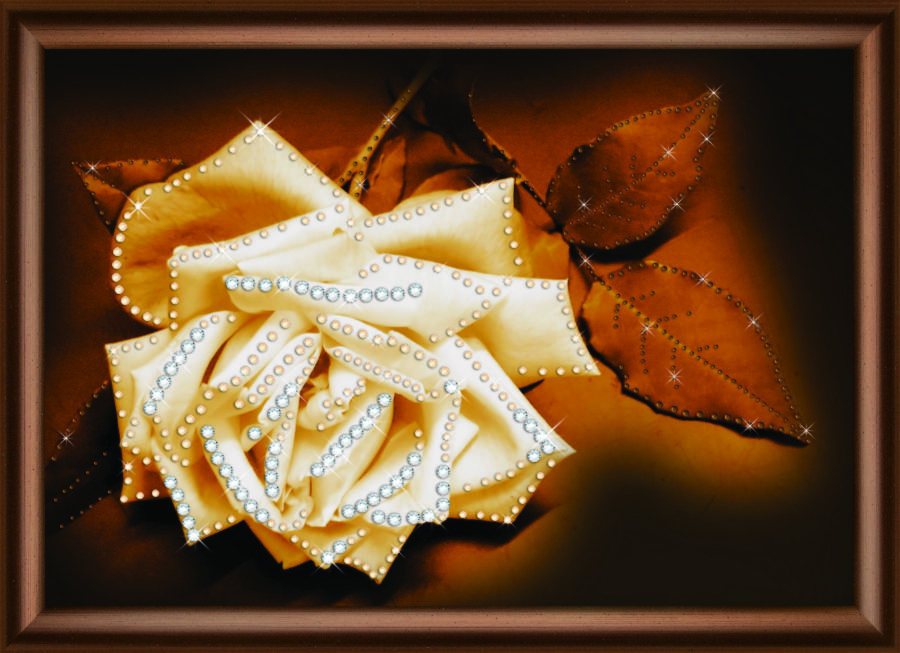 Набор картина стразами Crystal Art КС-1051 "Белая нежность розы". Каталог товарів. Набори