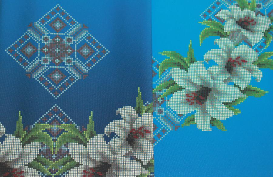 Заготовка для платья под вышивку бисером Нежные лилии, П48-ГКГ синий. Каталог товарів. Вишивання/Шиття. Одяг для вишивання
