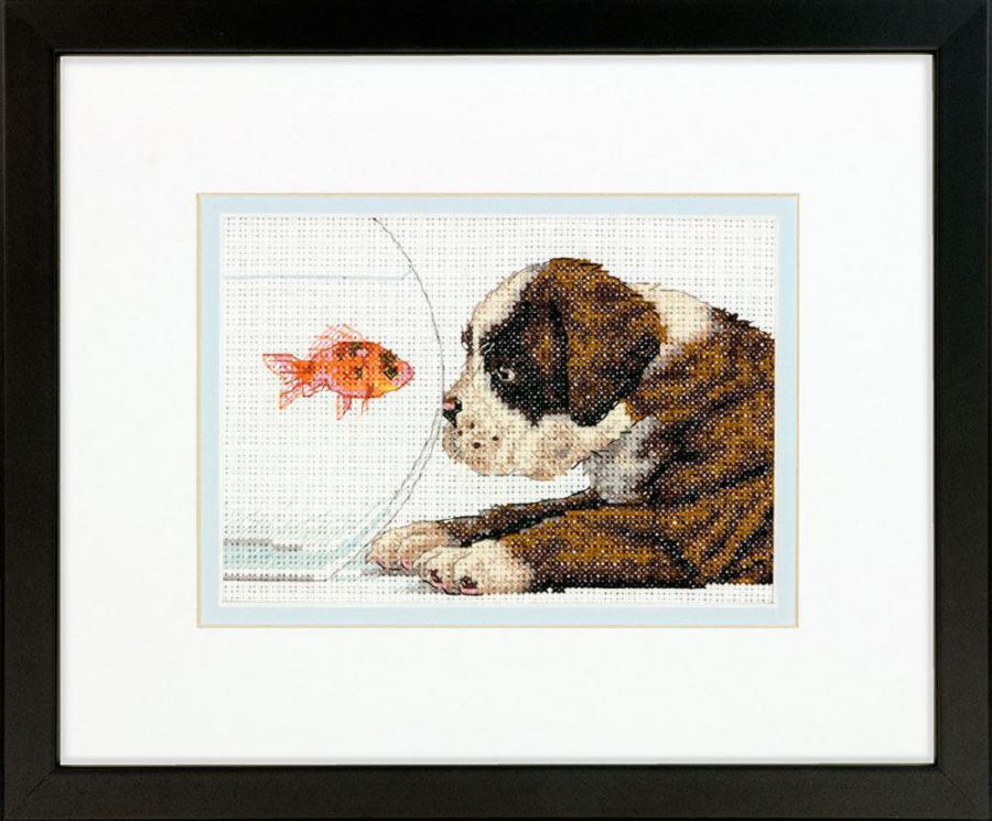 70-65169 Набор для вышивания крестом DIMENSIONS Dog Bowl "Собака и аквариум". Каталог товарів. Набори