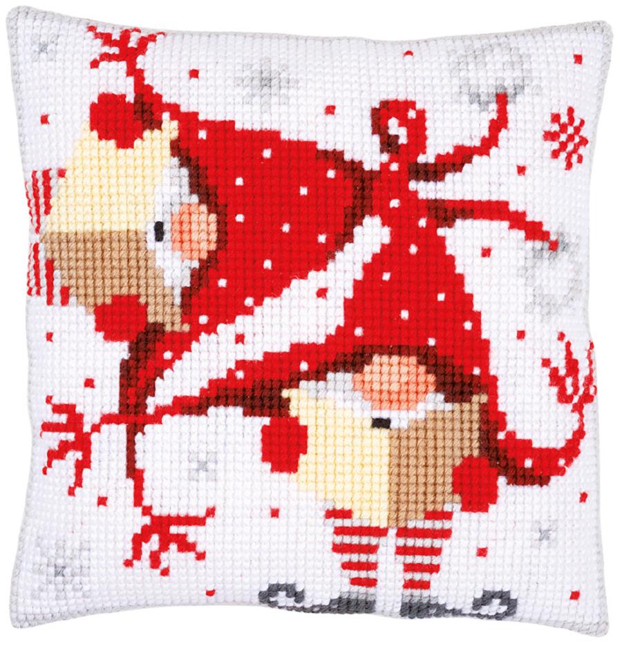 PN-0164611 Набор для вышивания крестом (подушка) Vervaco Christmas gnomes II "Рождественские гномы II". Каталог товарів. Набори