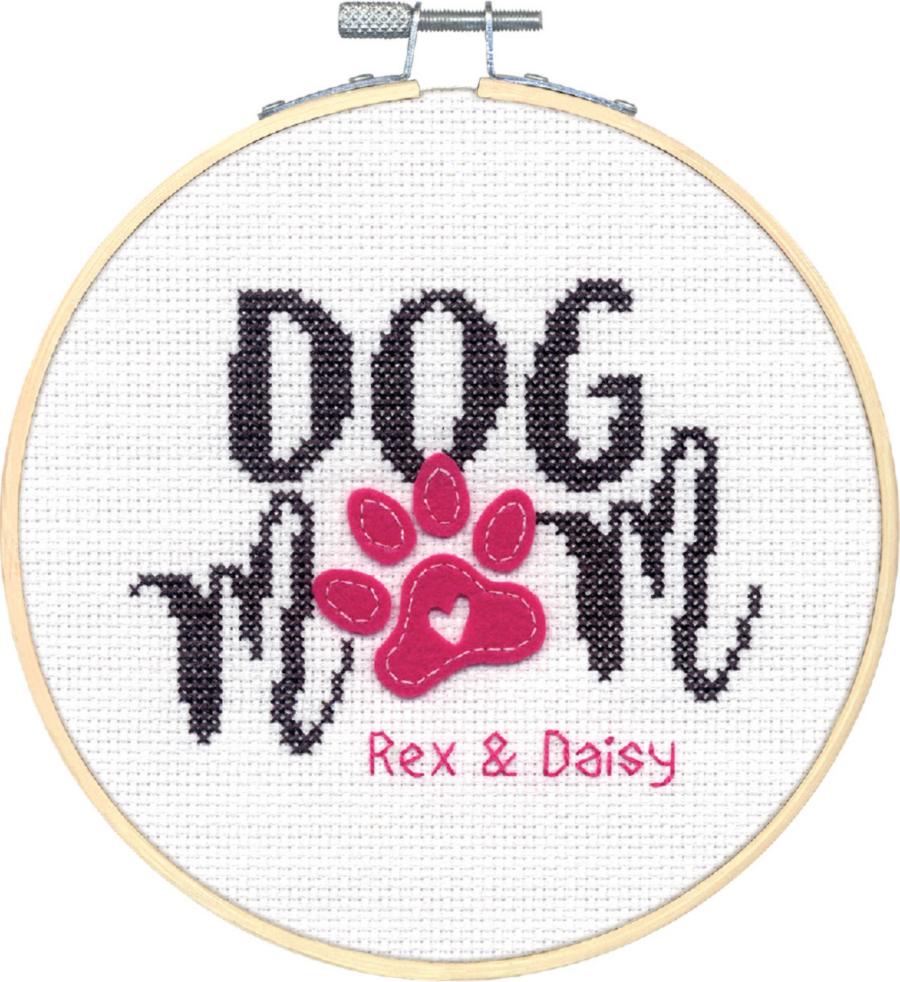 72-76289 Набор для вышивания крестом  Dog mom hoop "Собака мама в обруче" Dimensions . Каталог товарів. Набори